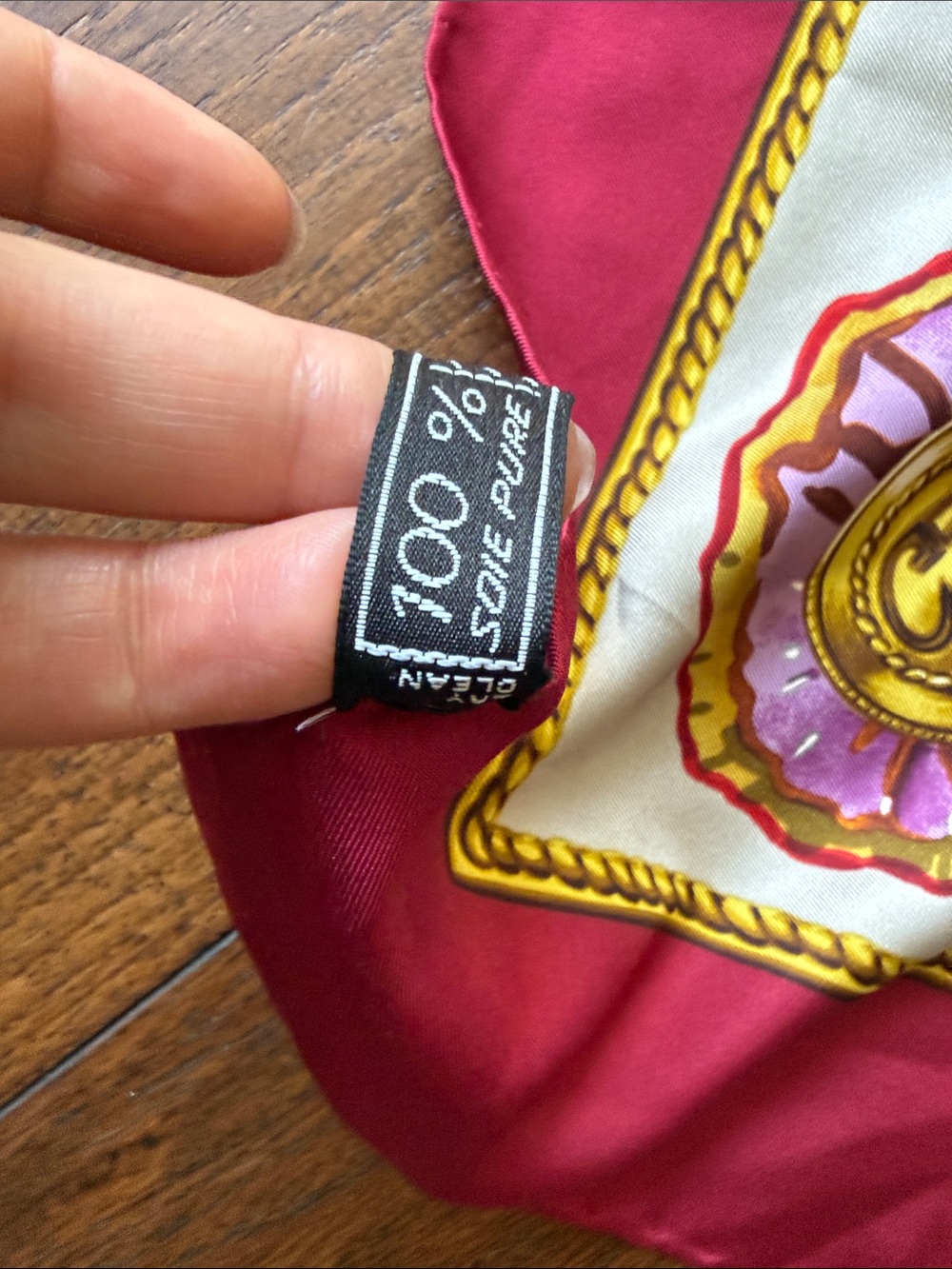 Celine Medallions Burgundy Silk Scarf 34x34” - Picture 3 of 7
